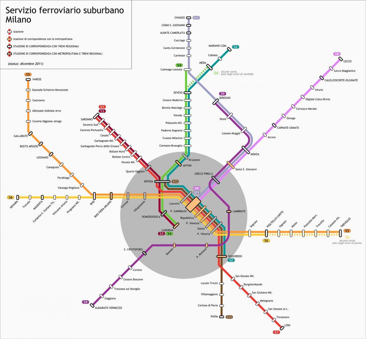 Karte von Mailand transit 