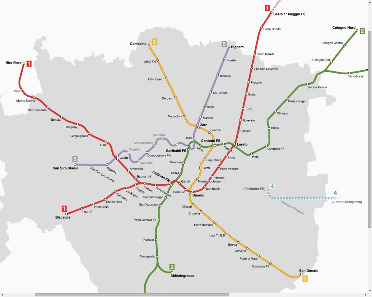 Karte von atm milano tram