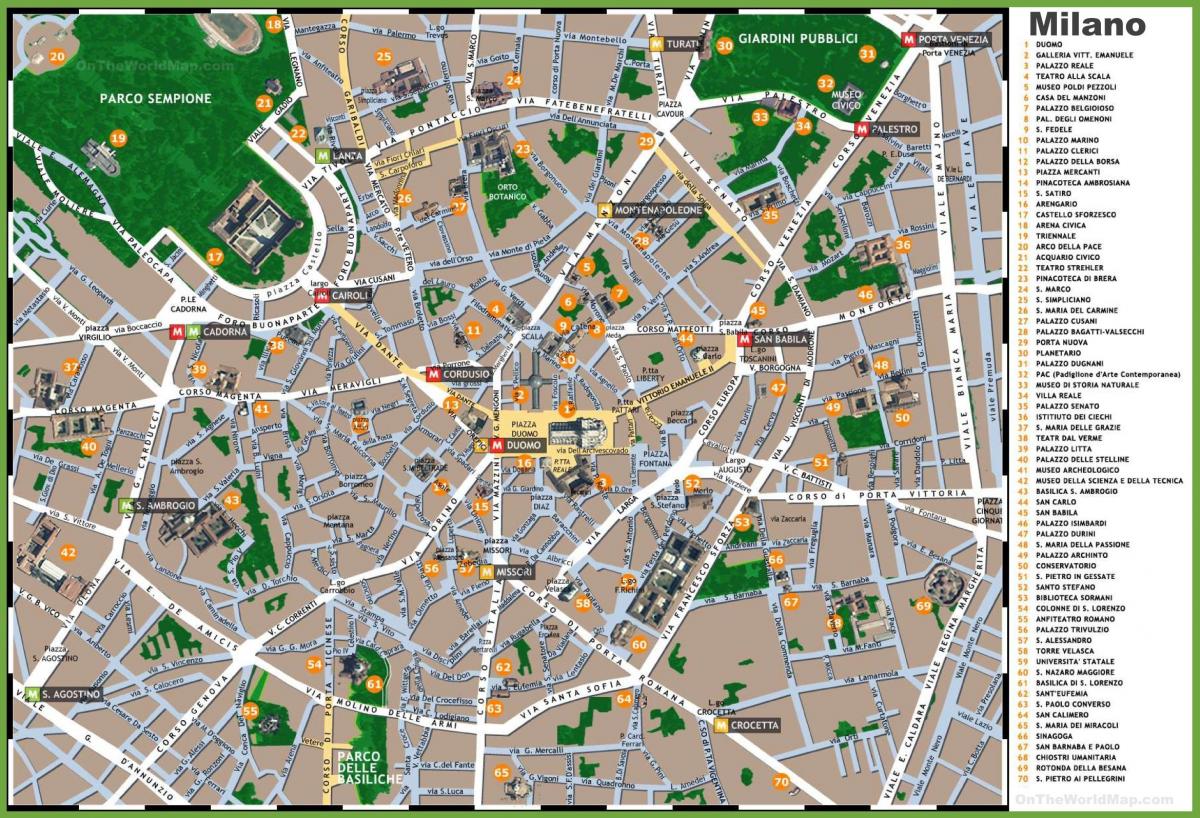 Karte von Mailand, Italien-Sehenswürdigkeiten