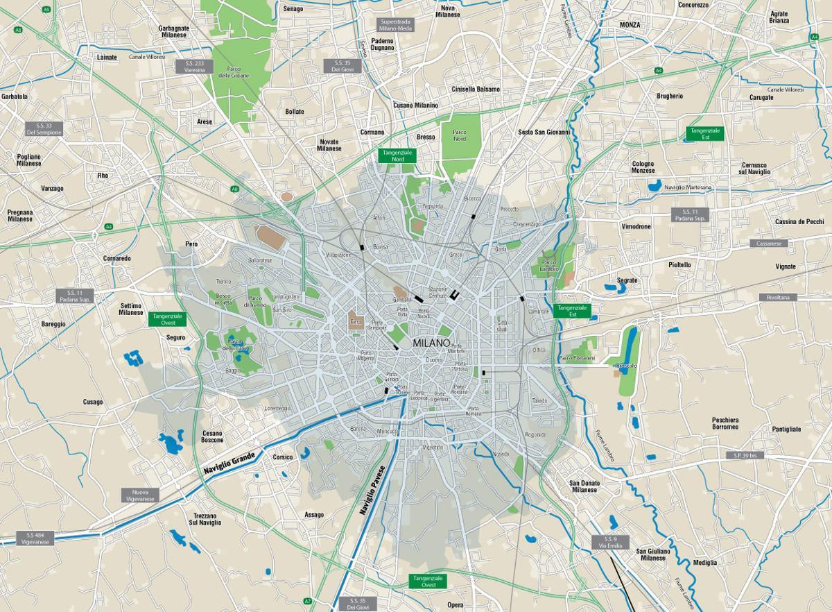 Karte von Mailand Kanäle 