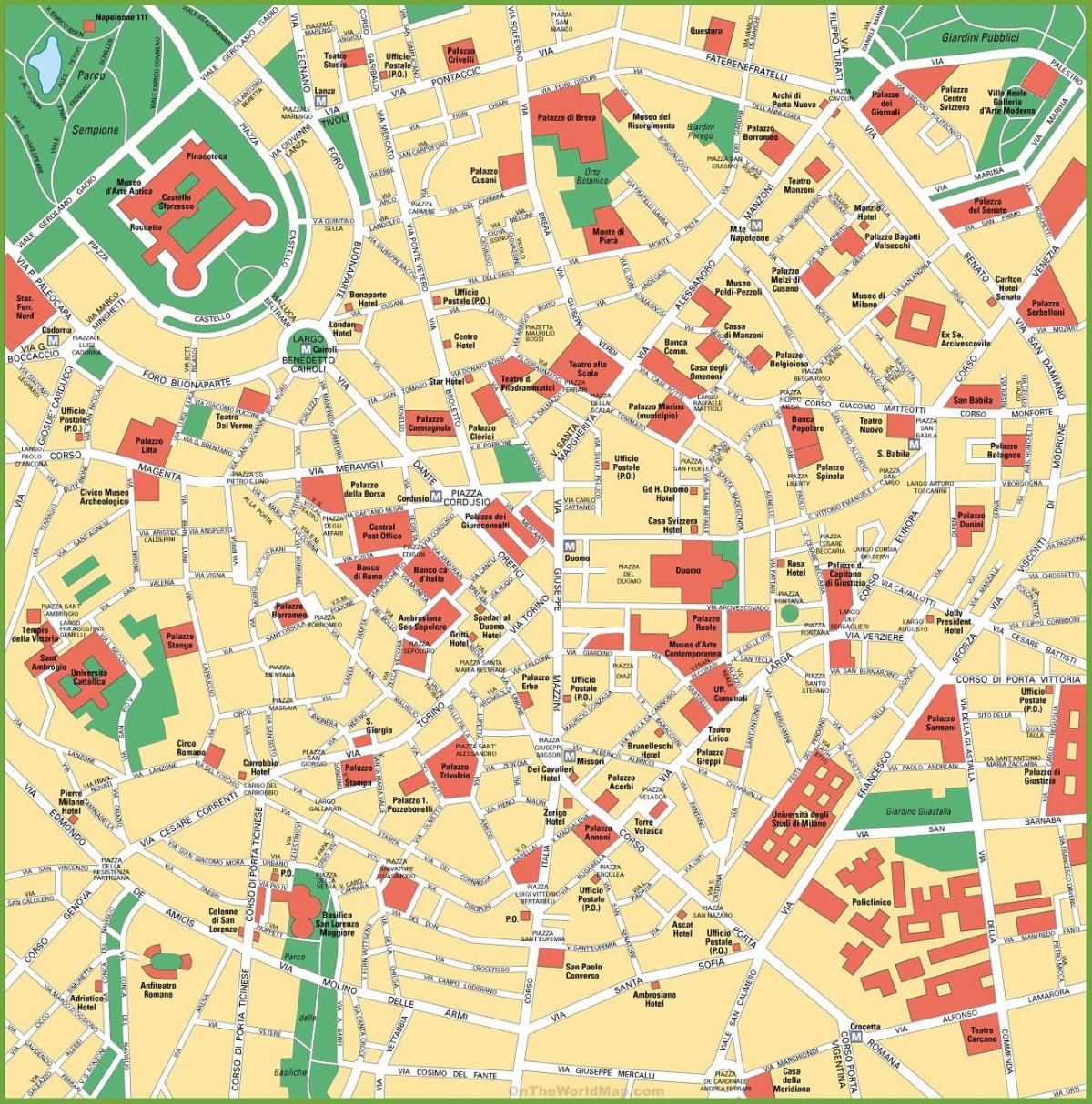 Stadtplan von Mailand, Italien