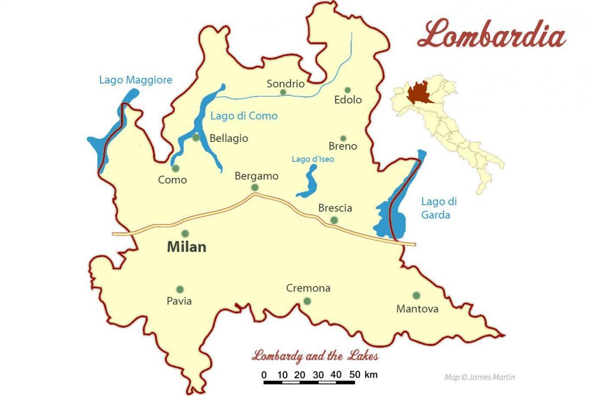 Karte von Mailand Lombardei