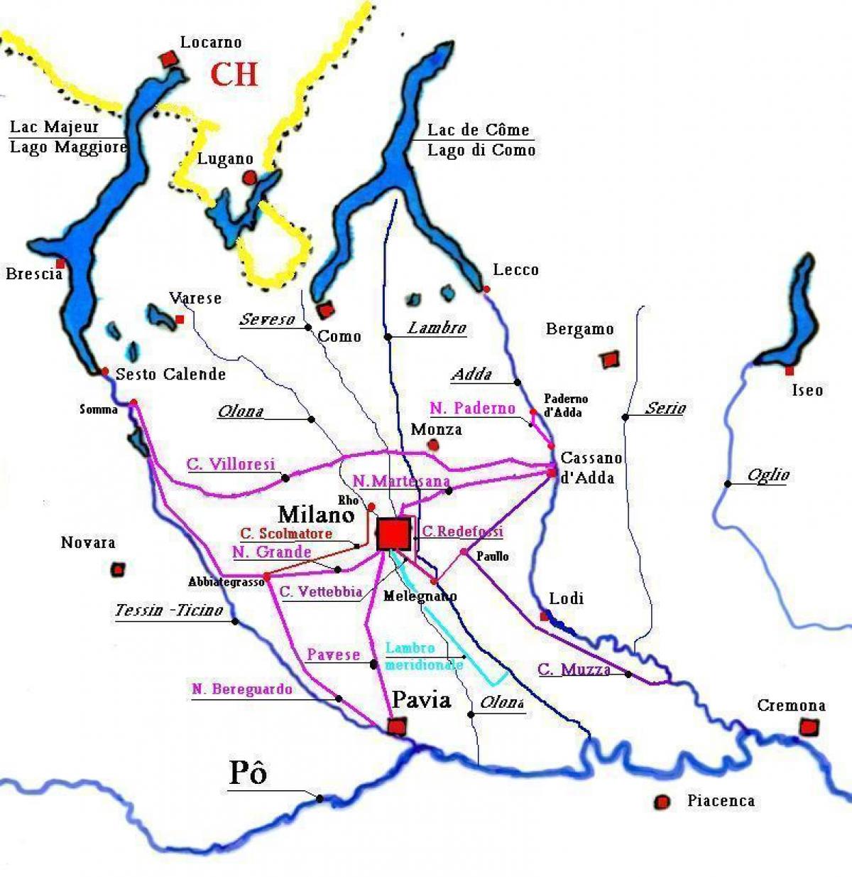 Karte von Mailand navigli district