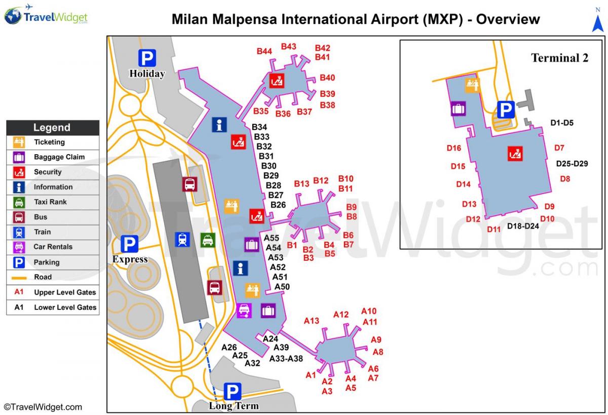 Karte von Mailand Flughäfen und Bahnhöfen